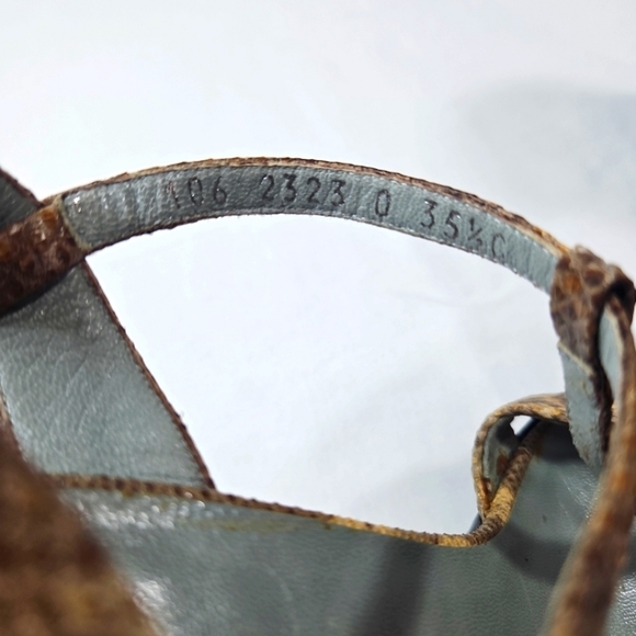 Gucci Brown Snakeskin Print Leather Sandals Size 35.5 - Picture 8 of 9